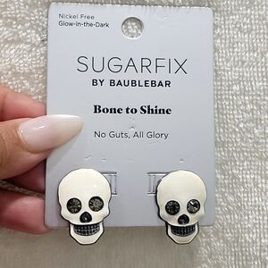 NEW Sugarfix Baublebar Skeleton Bone To Shine Skull Enamel Halloween Earings.
